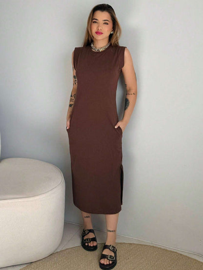 Vestido Midi Muscle Tee com Bolsos – Doce Malícia