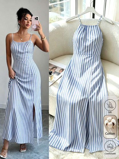 Vestido Feminino Algodão Linho Azul E – Doce Malícia