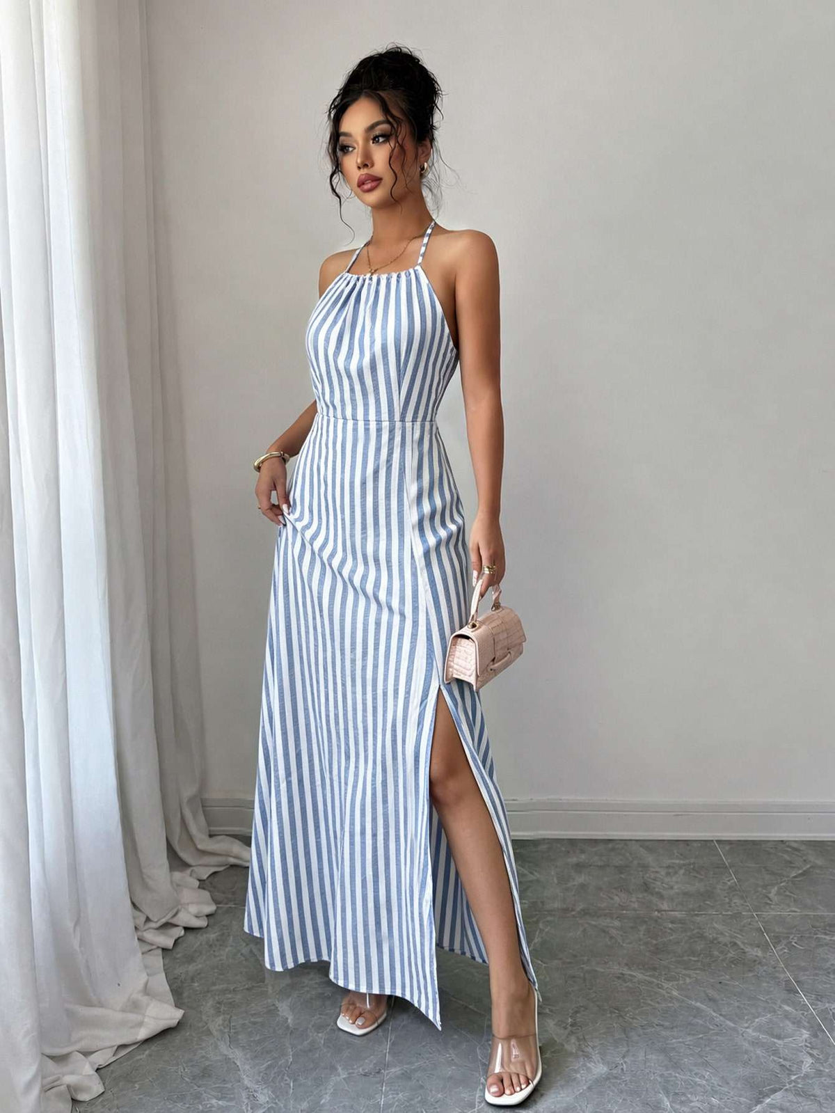 Vestido Feminino Algodão Linho Azul E – Doce Malícia