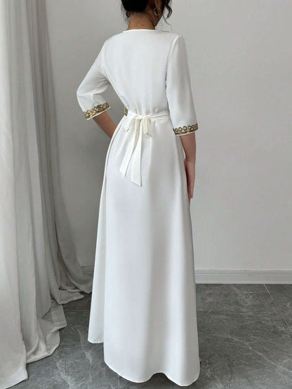 Vestido Longo Feminino Franjas Dourado – Doce Malícia