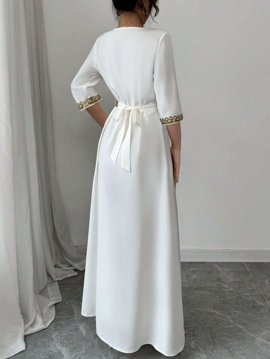 Vestido Longo Feminino Franjas Dourado – Doce Malícia