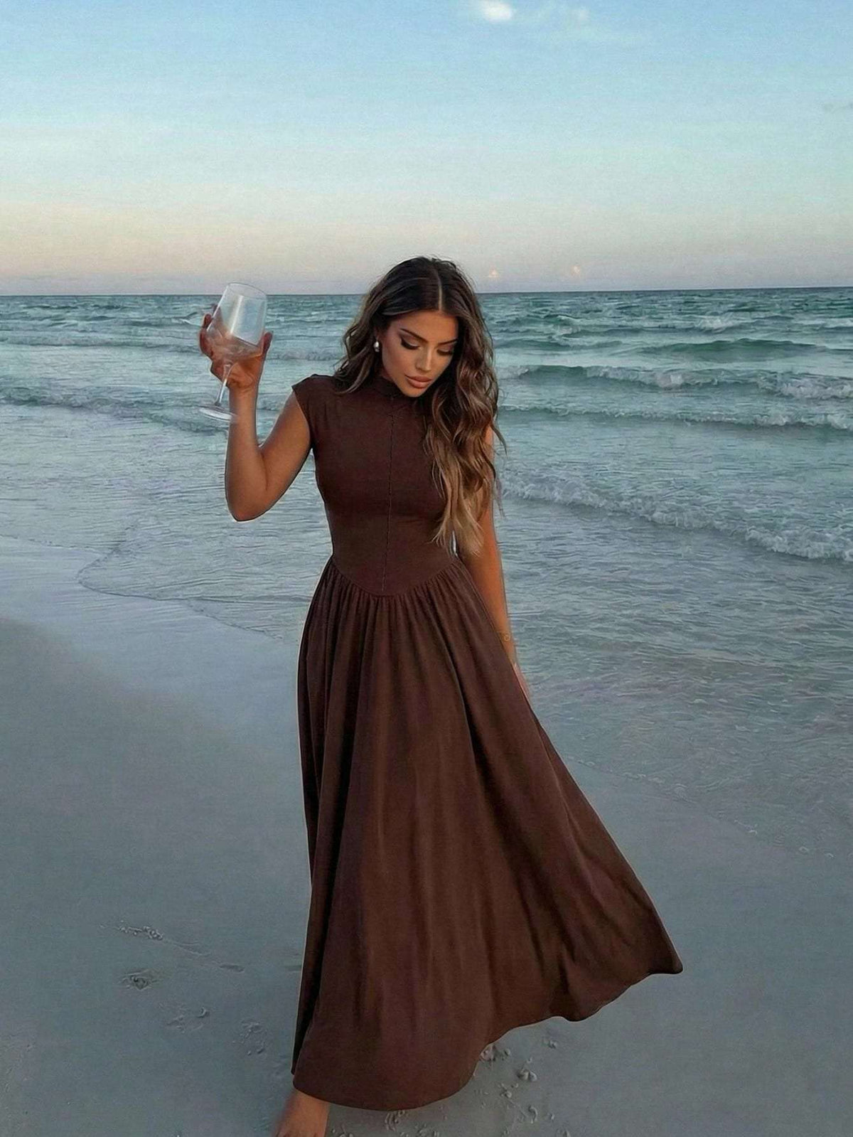 Vestido Feminino Canelado Longo – Doce Malícia