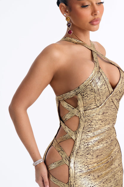Vestido Feminino Curto Dourado – Doce Malícia
