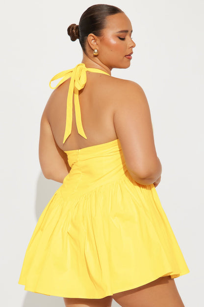 Vestido Feminino Curto Frente Única Amarelo Manteiga – Doce Malícia
