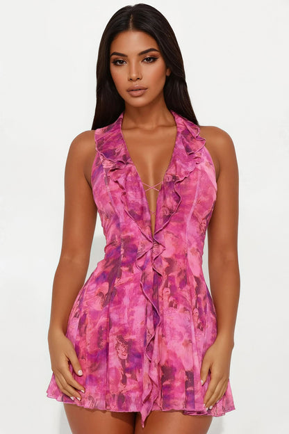 Vestido Feminino Curto Frente Única Tule Rosa – Doce Malícia