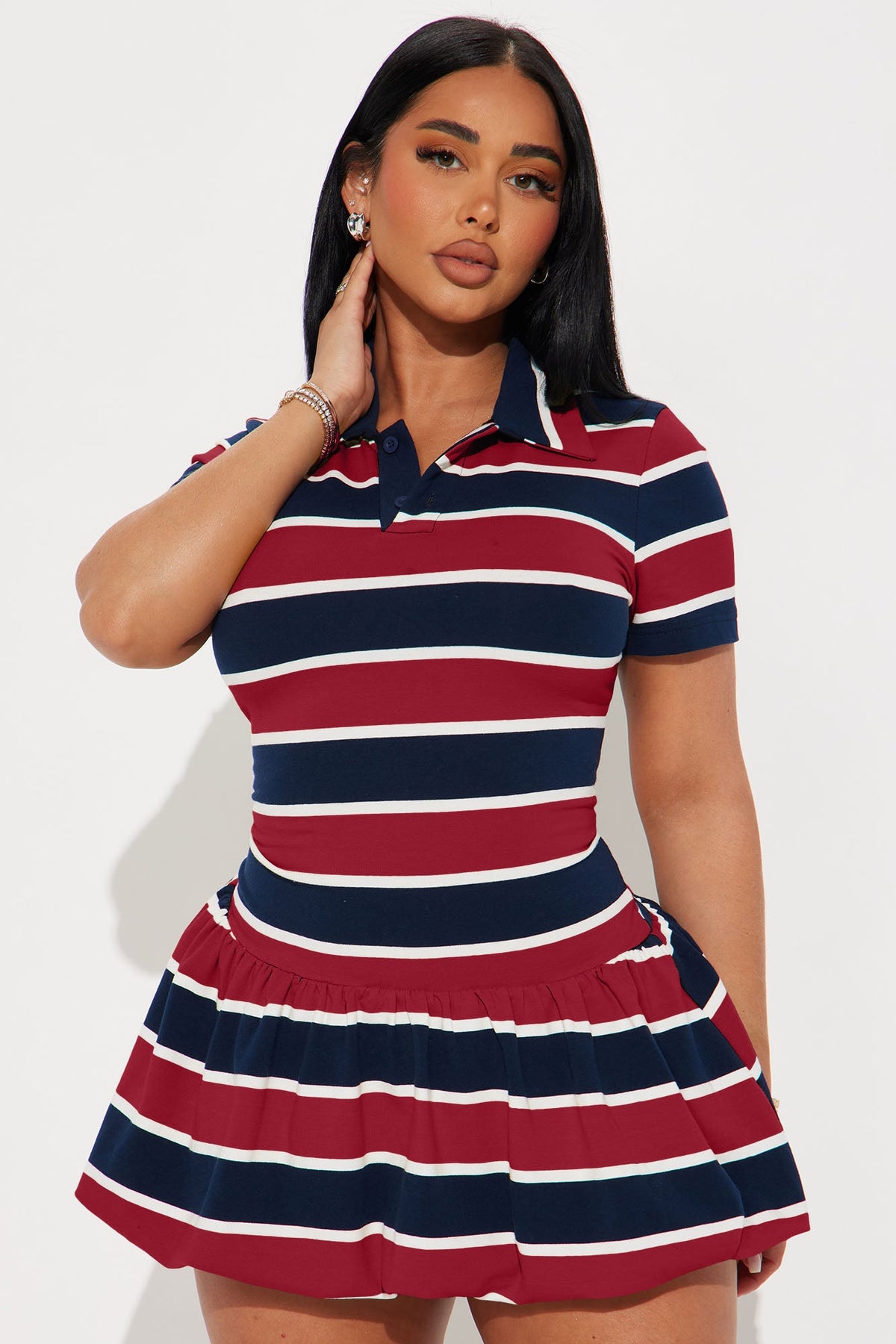 Vestido Feminino Curto Listrado Vermelho – Doce Malícia