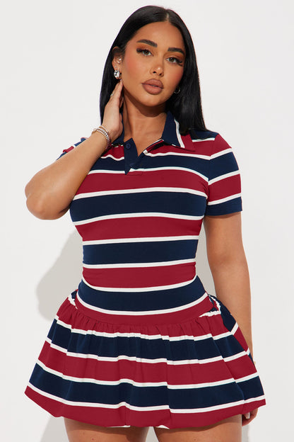 Vestido Feminino Curto Listrado Vermelho – Doce Malícia