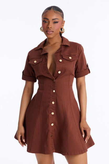 Vestido Feminino Curto Marrom – Doce Malícia