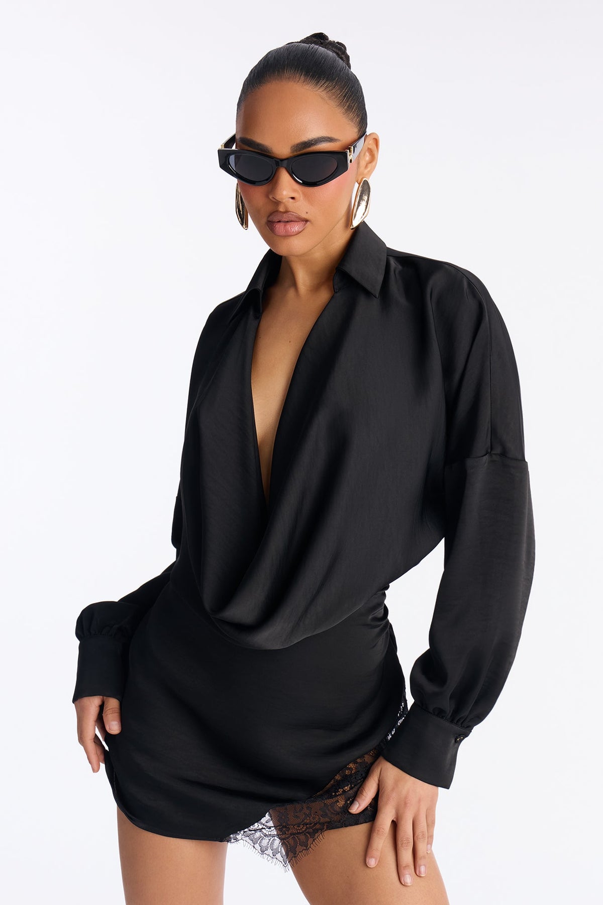 Vestido Feminino Curto Renda Cetim Preto – Doce Malícia