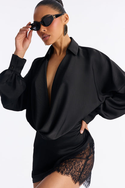 Vestido Feminino Curto Renda Cetim Preto – Doce Malícia