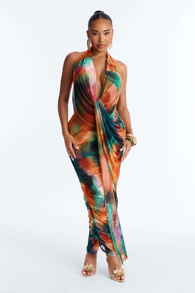 Vestido Feminino Estampado Longo Frente Única – Doce Malícia