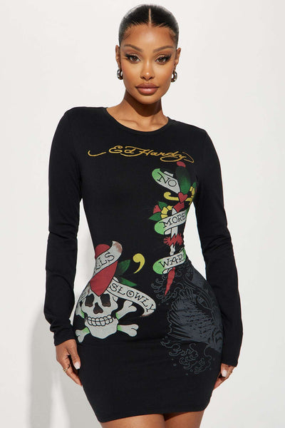 Vestido Feminino Estampado Preto – Doce Malícia