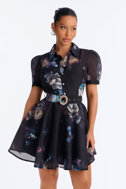 Vestido Feminino Floral Curto Azul – Doce Malícia