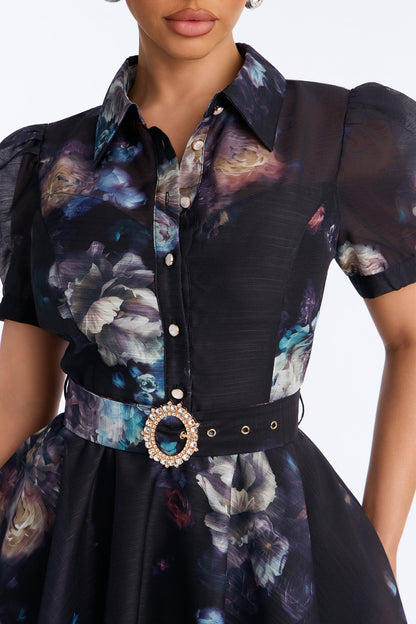Vestido Feminino Floral Curto Azul – Doce Malícia