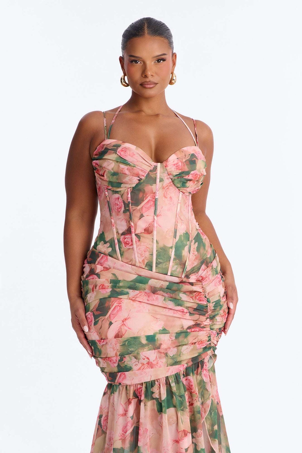 Vestido Feminino Floral Estampado Longo Marrom – Doce Malícia