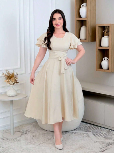 Vestido Midi Manga Bufante – Doce Malícia