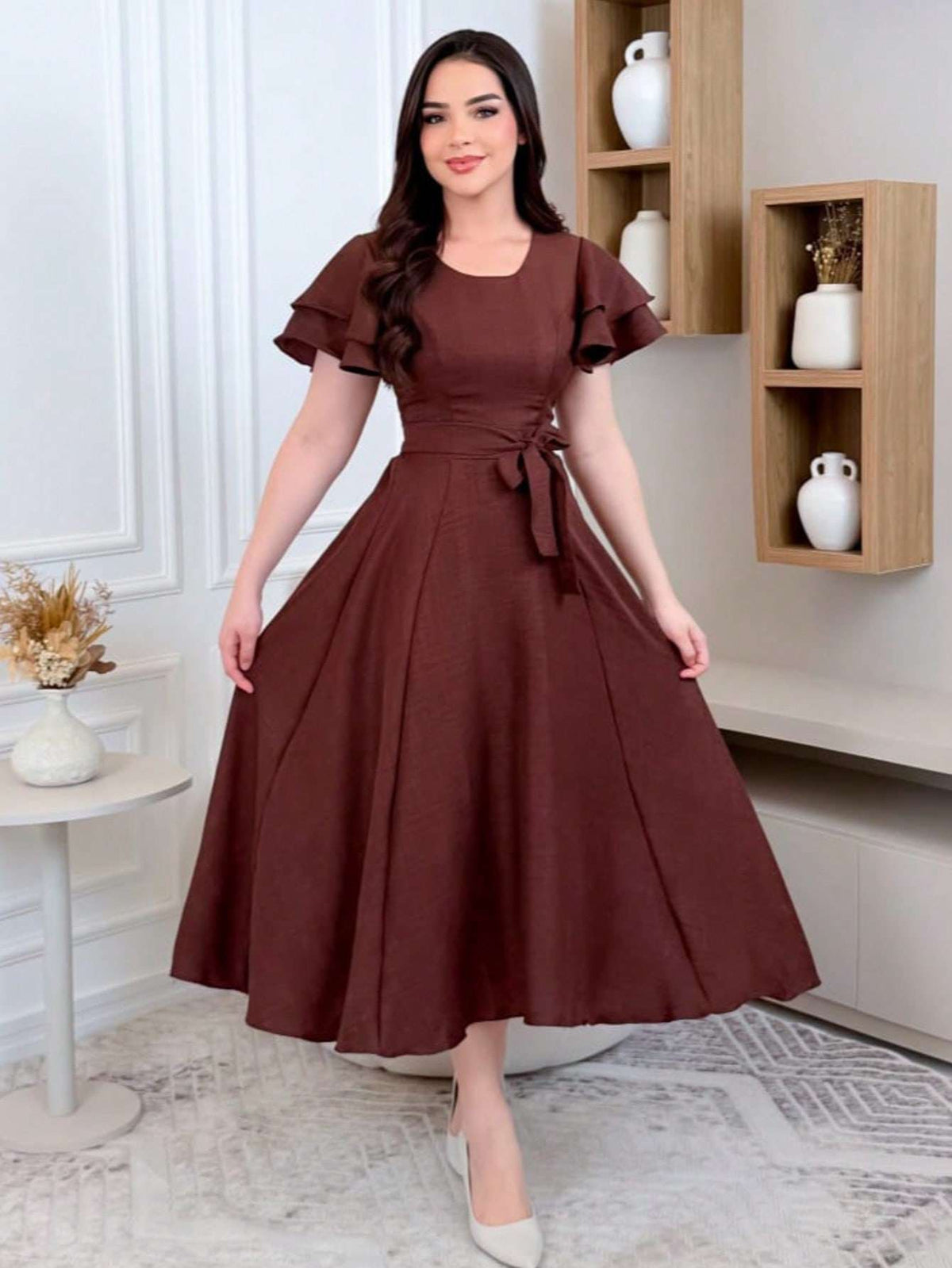 Vestido Midi Manga Bufante – Doce Malícia