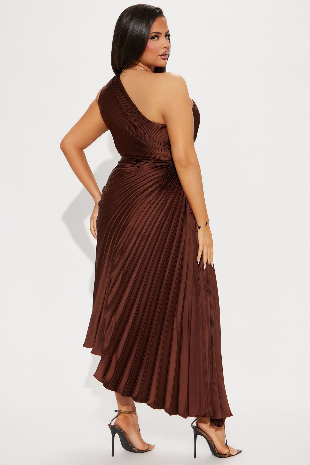Vestido Feminino Longo Cetim Marrom – Doce Malícia