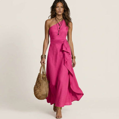 Vestido Feminino Longo de Ombro – Doce Malícia - Pink