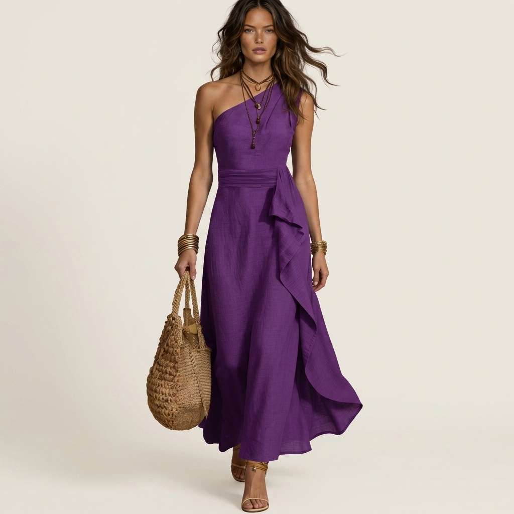 Vestido Feminino Longo de Ombro – Doce Malícia - Roxo