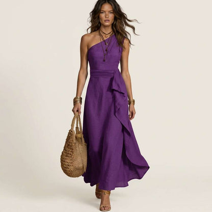 Vestido Feminino Longo de Ombro – Doce Malícia - Roxo