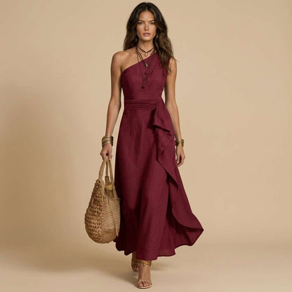 Vestido Feminino Longo de Ombro – Doce Malícia - Vinho