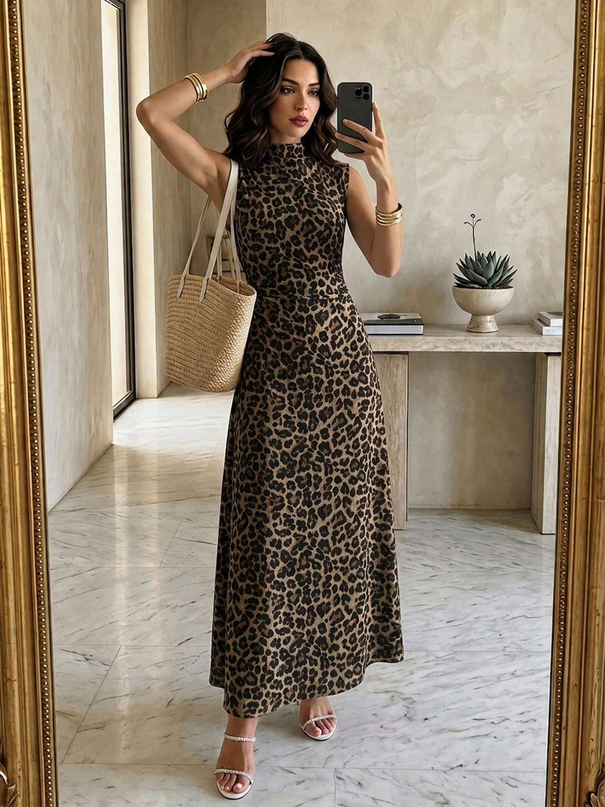 Vestido Longo Animal Print Onça – Doce Malícia