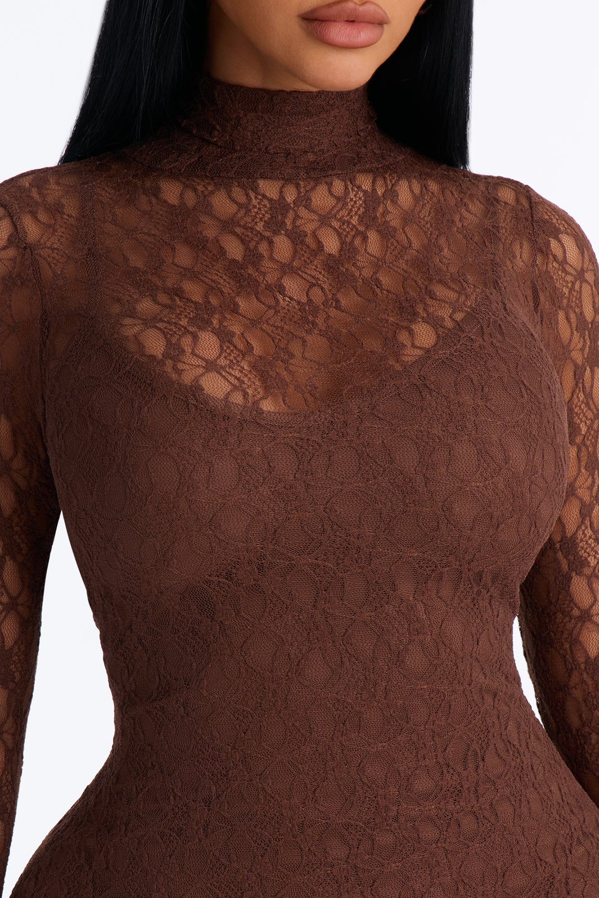 Vestido Feminino Longo Renda Marrom – Doce Malícia