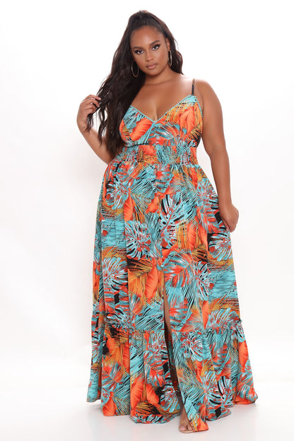 Vestido Feminino Longo Tropical Preto – Doce Malícia