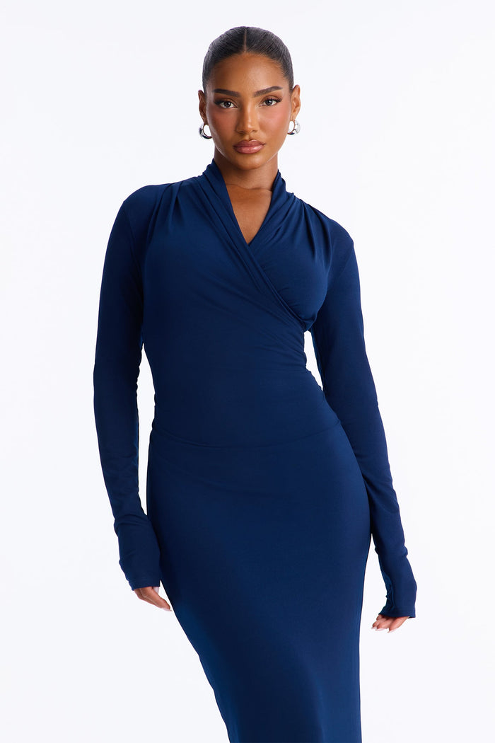 Vestido Feminino Midi Azul – Doce Malícia — Doce Malícia