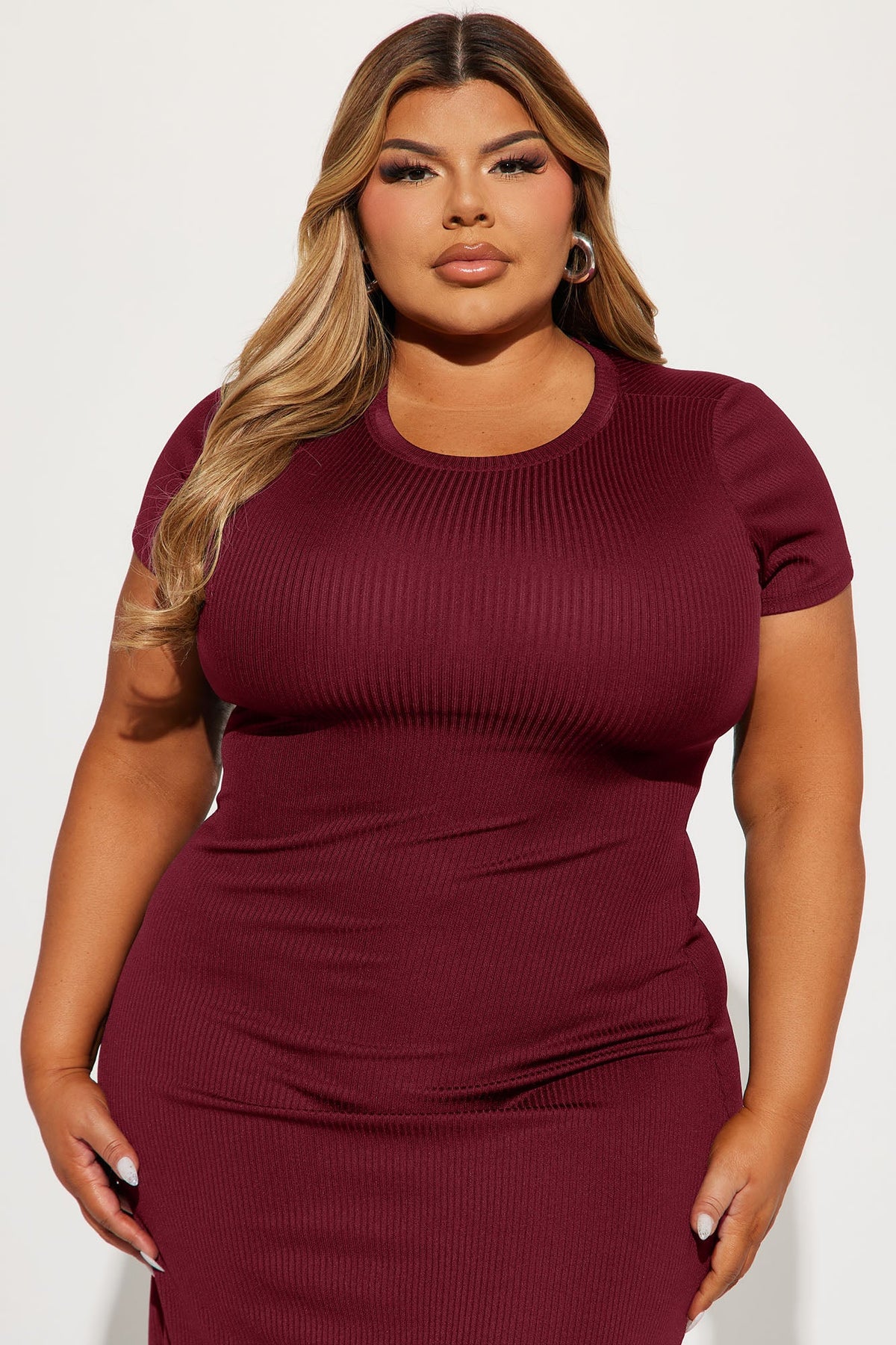 Vestido Feminino Midi Canelado Bege – Doce Malícia