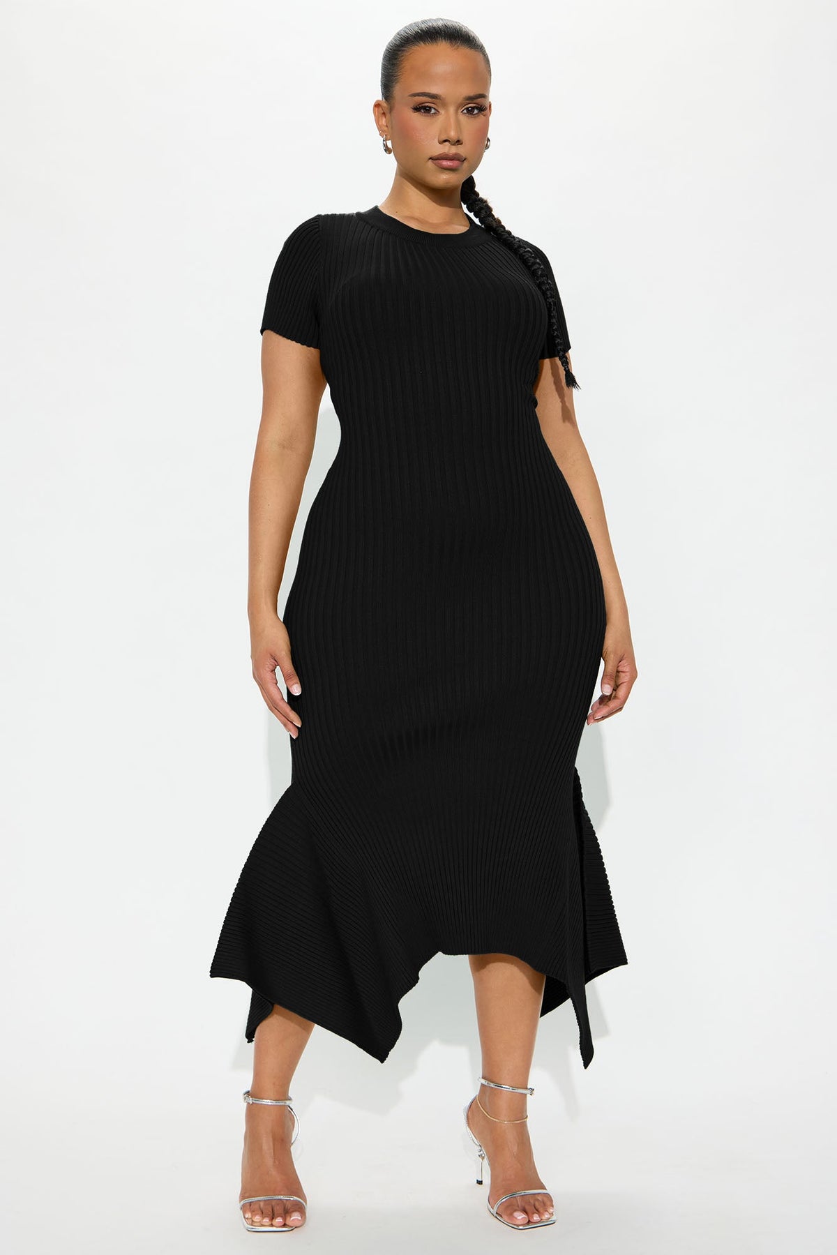 Vestido Feminino Midi Canelado Preto – Doce Malícia