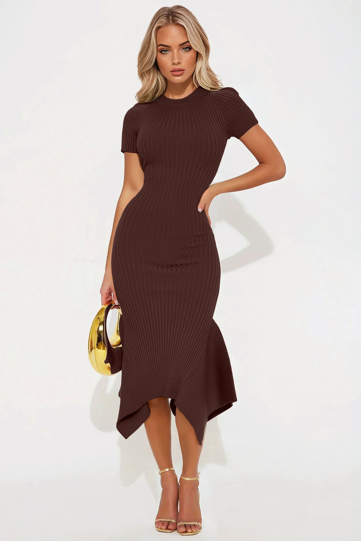 Vestido Feminino Midi Canelado Preto – Doce Malícia