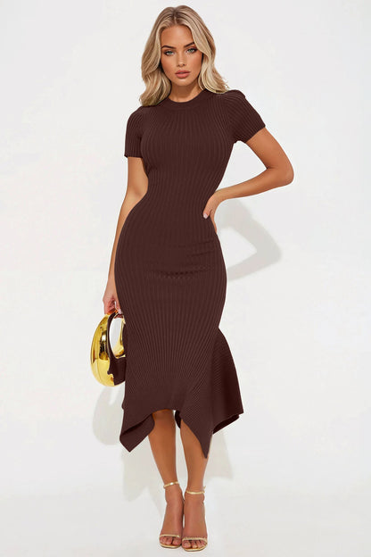 Vestido Feminino Midi Canelado Preto – Doce Malícia