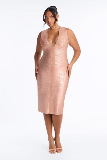 Vestido Feminino Midi Rosa – Doce Malícia