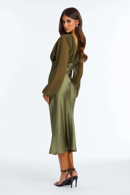 Vestido Feminino Midi Tule Cetim Vermelho – Doce Malícia
