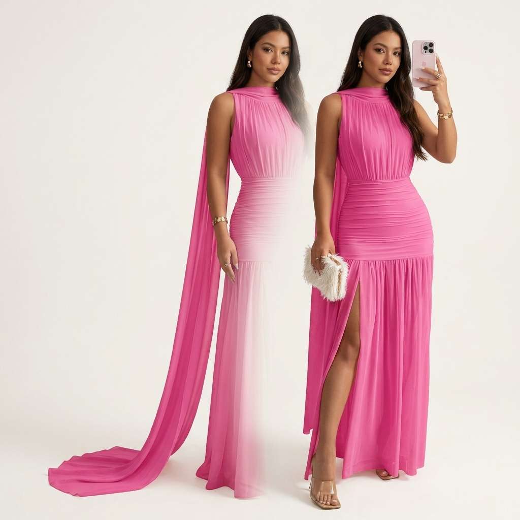 Vestido Feminino Plissada – Doce Malícia - Rosa chiclete