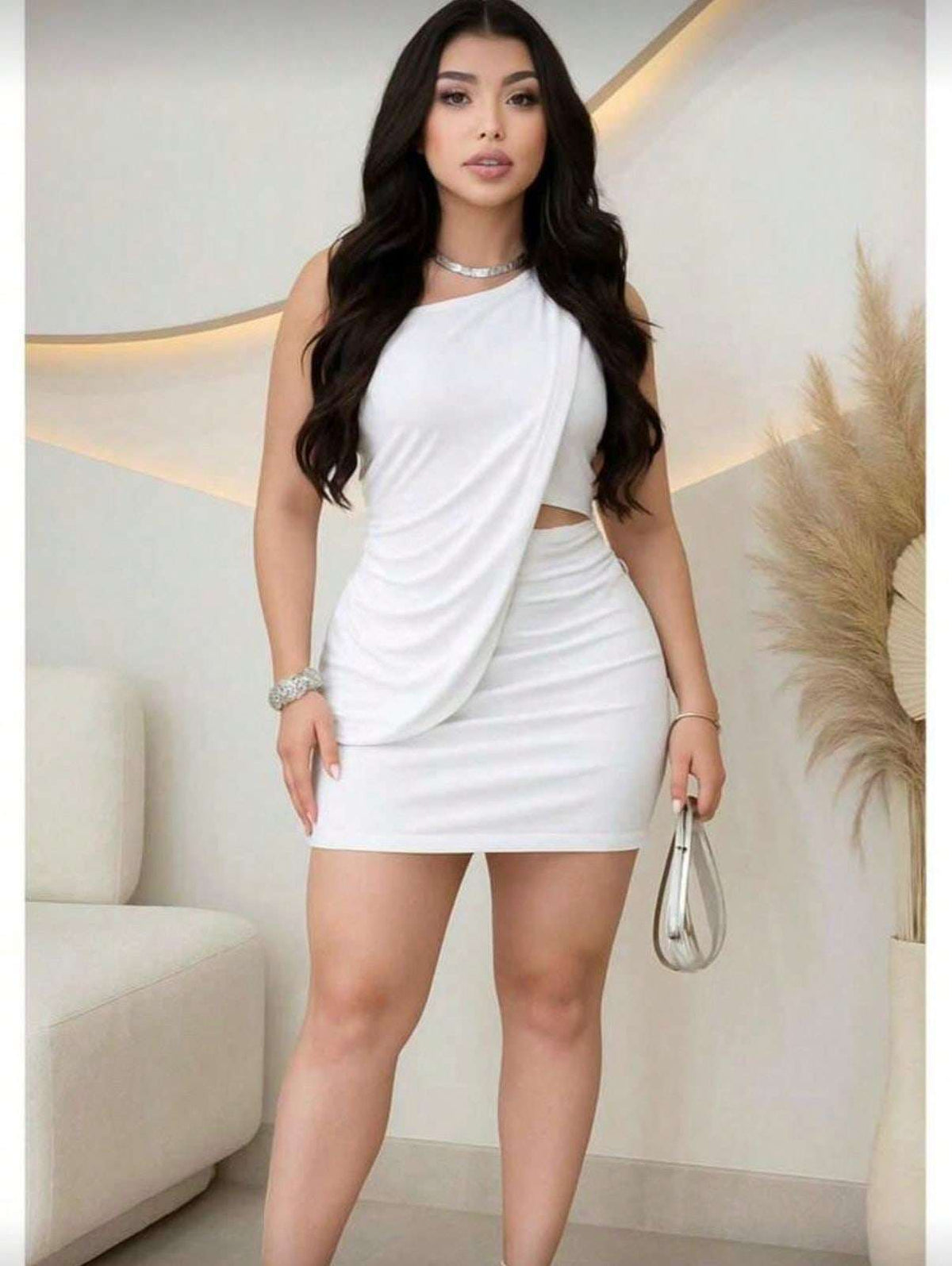 Vestido Assimétrico Um Ombro Recorte – Doce Malícia