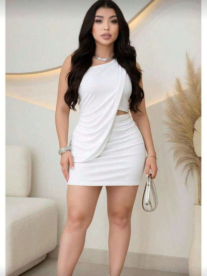 Vestido Assimétrico Um Ombro Recorte – Doce Malícia