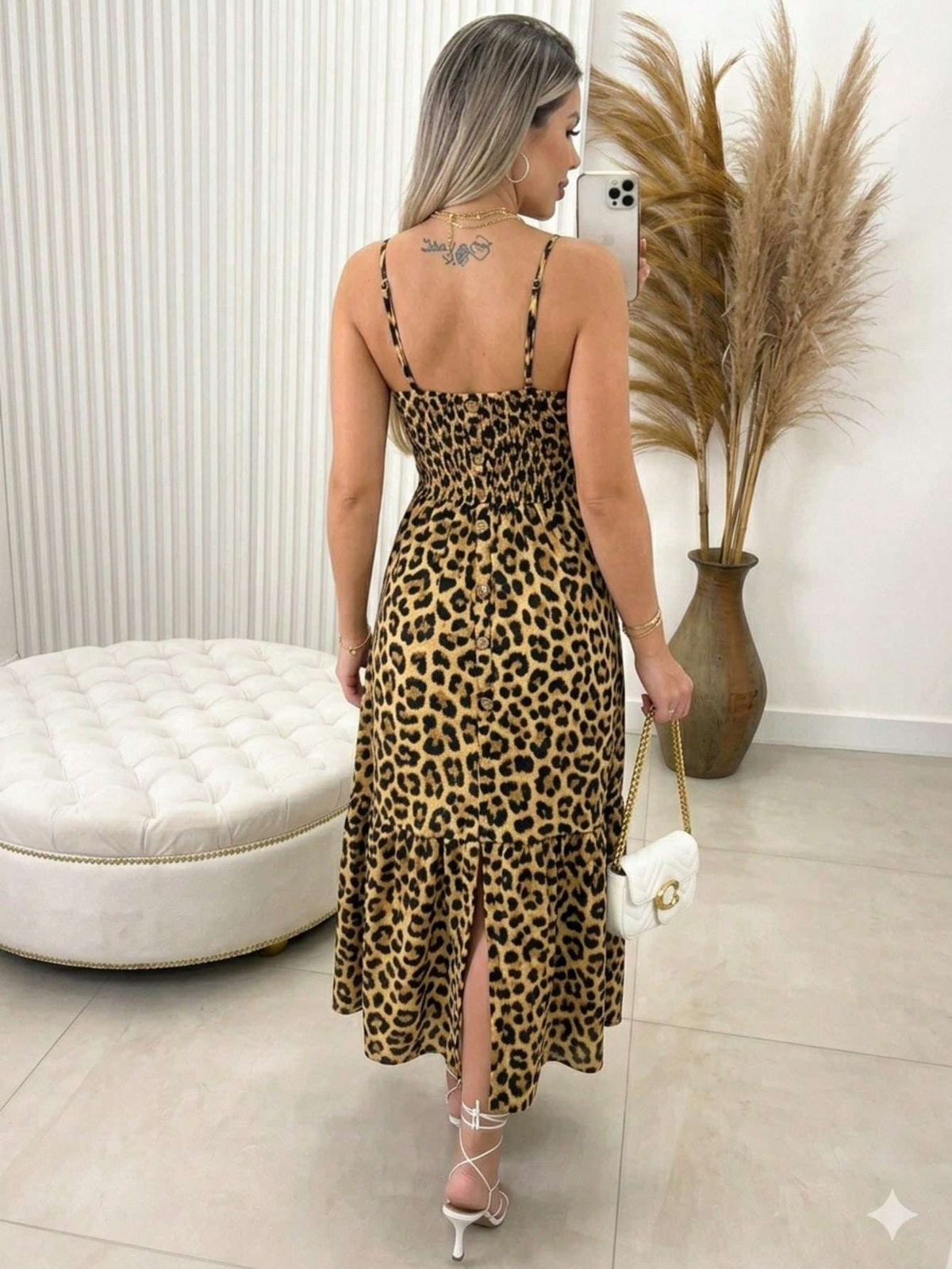 Vestido Midi Botões Alça Fina Poá – Doce Malícia