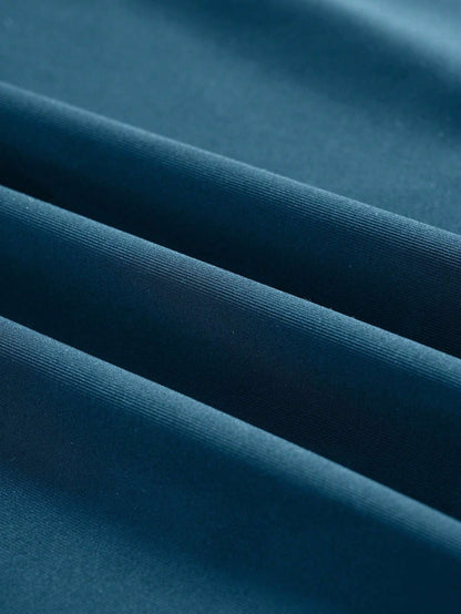 Vestido Midi Alças Finas Franzido Azul Petróleo – Doce Malícia