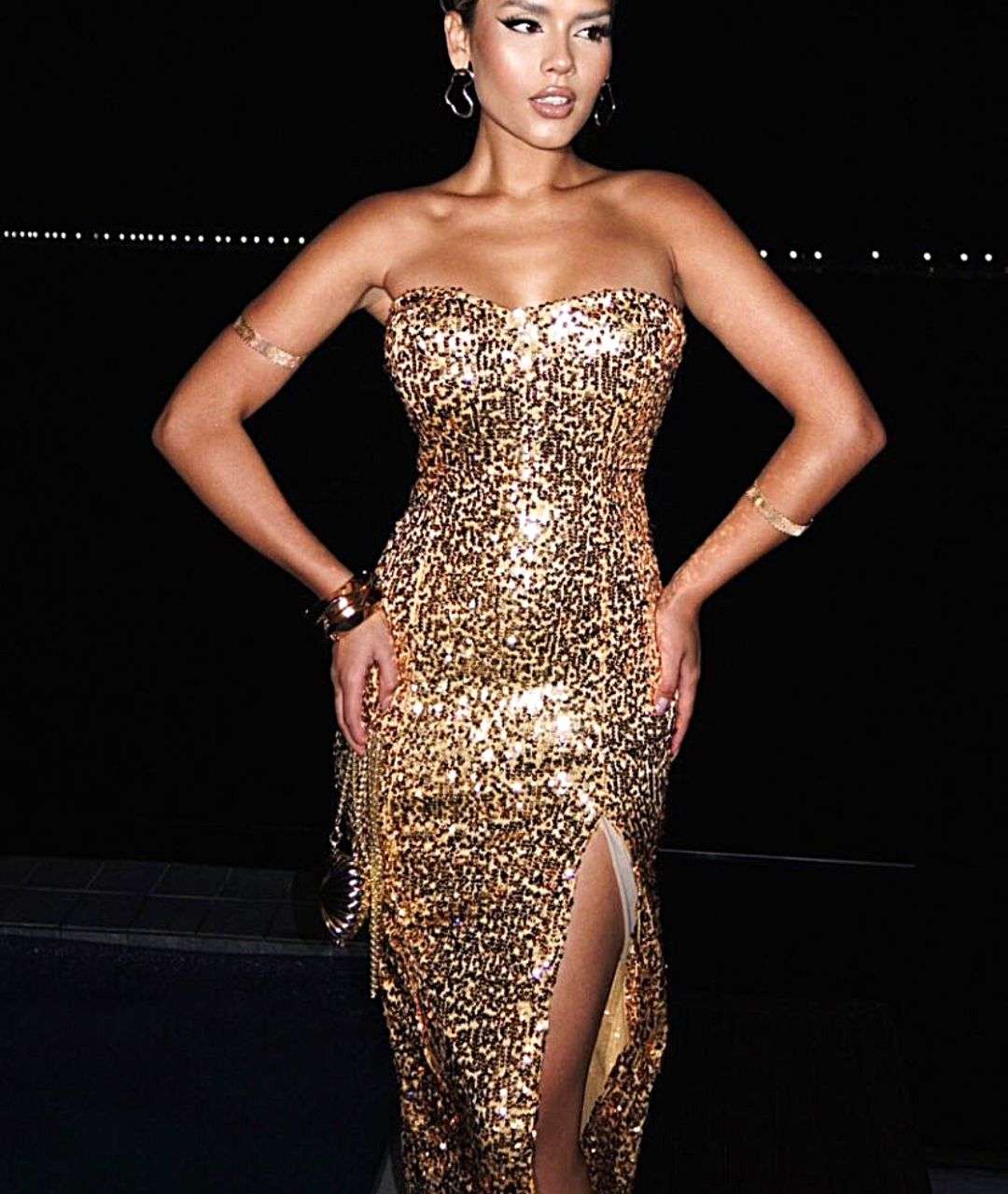 Vestido Flawless Paetê - Dourado