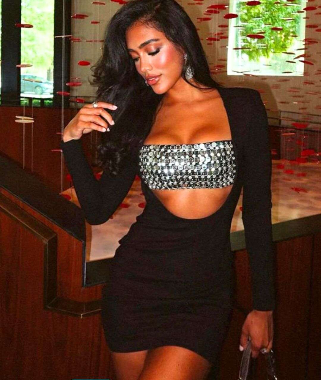 Vestido Katherine Pedraria Chaton Strass - Preto