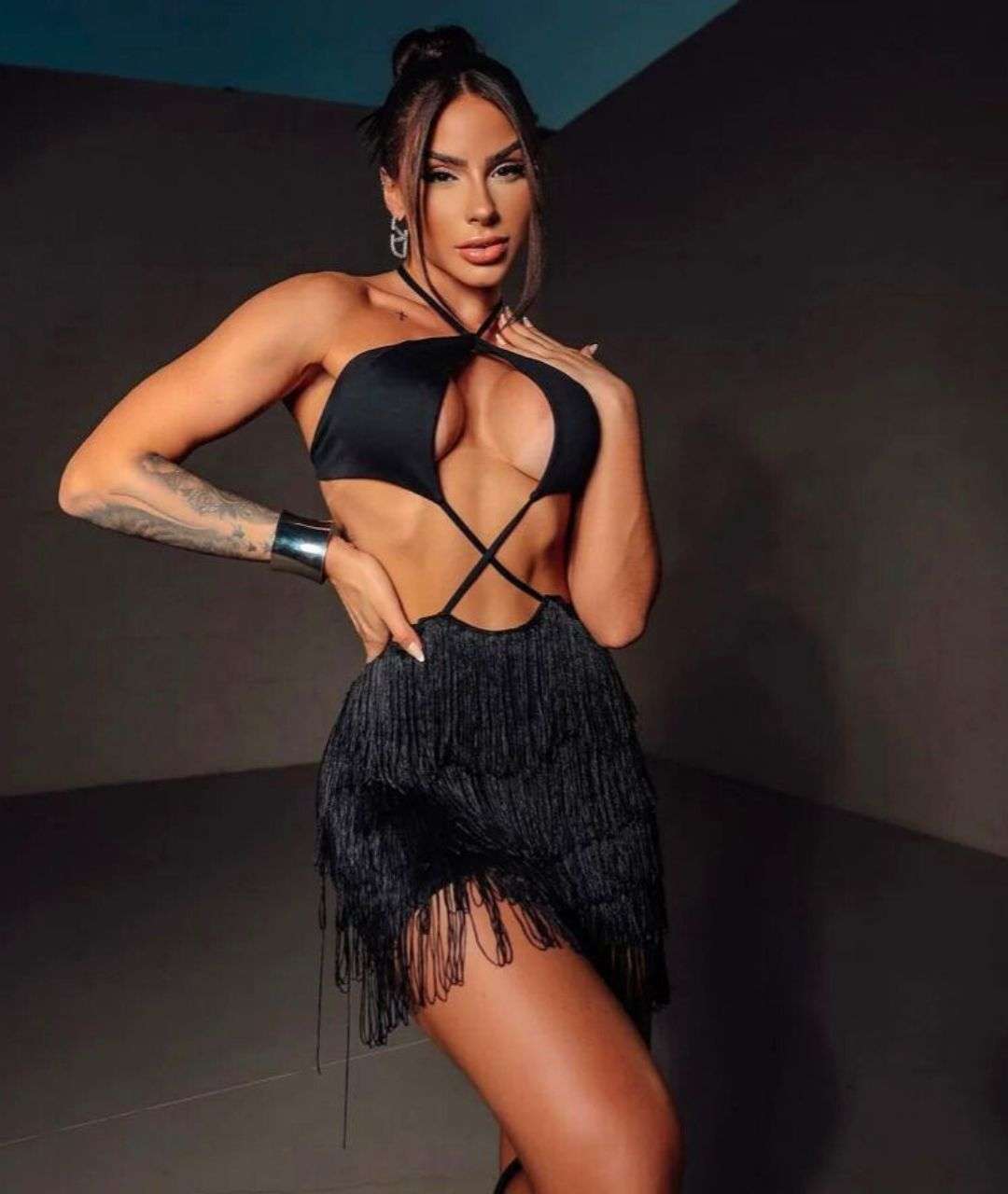 Vestido Laura Franjas - Preto