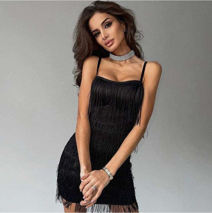 Vestido Raíssa Franjas - Preto