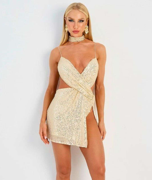 Vestido Selena Paetê - Dourado