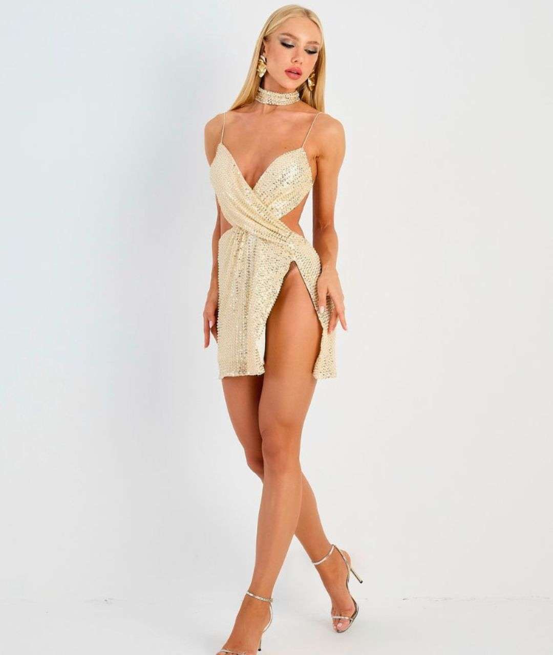 Vestido Selena Paetê - Dourado