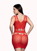 Vestido Bodystocking Vermelho com Strass – Doce Malícia