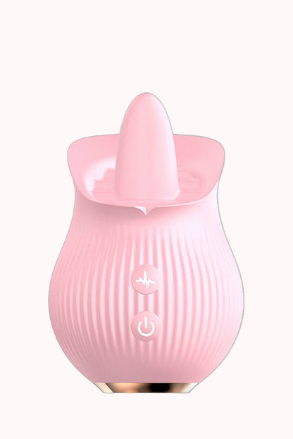 Vibrador em Silicone Recarregável – 12 Modos de Estimulação Rosa com Língua – Doce Malícia