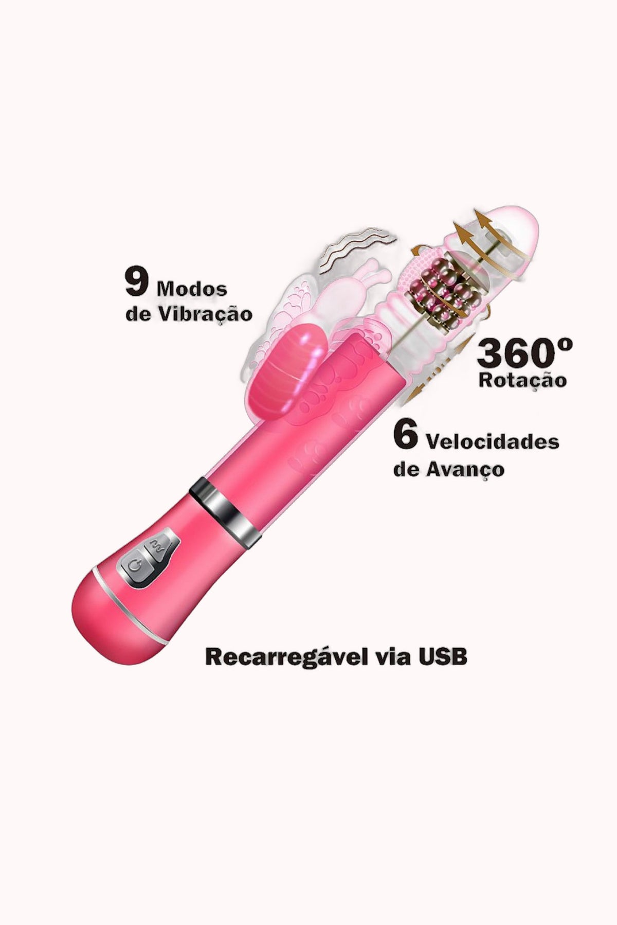 Vibrador Rotativo de Borboleta com Vai e Vem – Doce Malícia